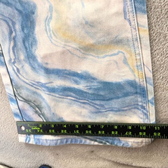 BDG Womens Jeans Size 32 Flare Leg Y2K Blue Marble Print Casual High Rise Hippie - Picture 8 of 16